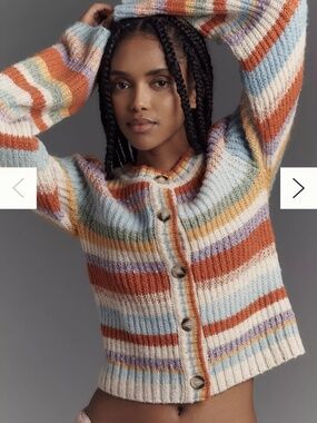 Pilcro Ribbed Multi-Stripe Cardigan Sweater